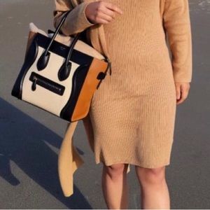 CELINE TRI-COLOR SMOOTH CALFSKIN MEDIUM LUGGAGE TOTE neutral quiet luxury